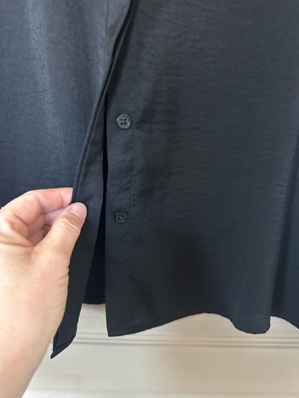 Chico’s Black Button Front Tunic Shirt Size 1 Short Sleeve Lightweight - Picture 7 of 12